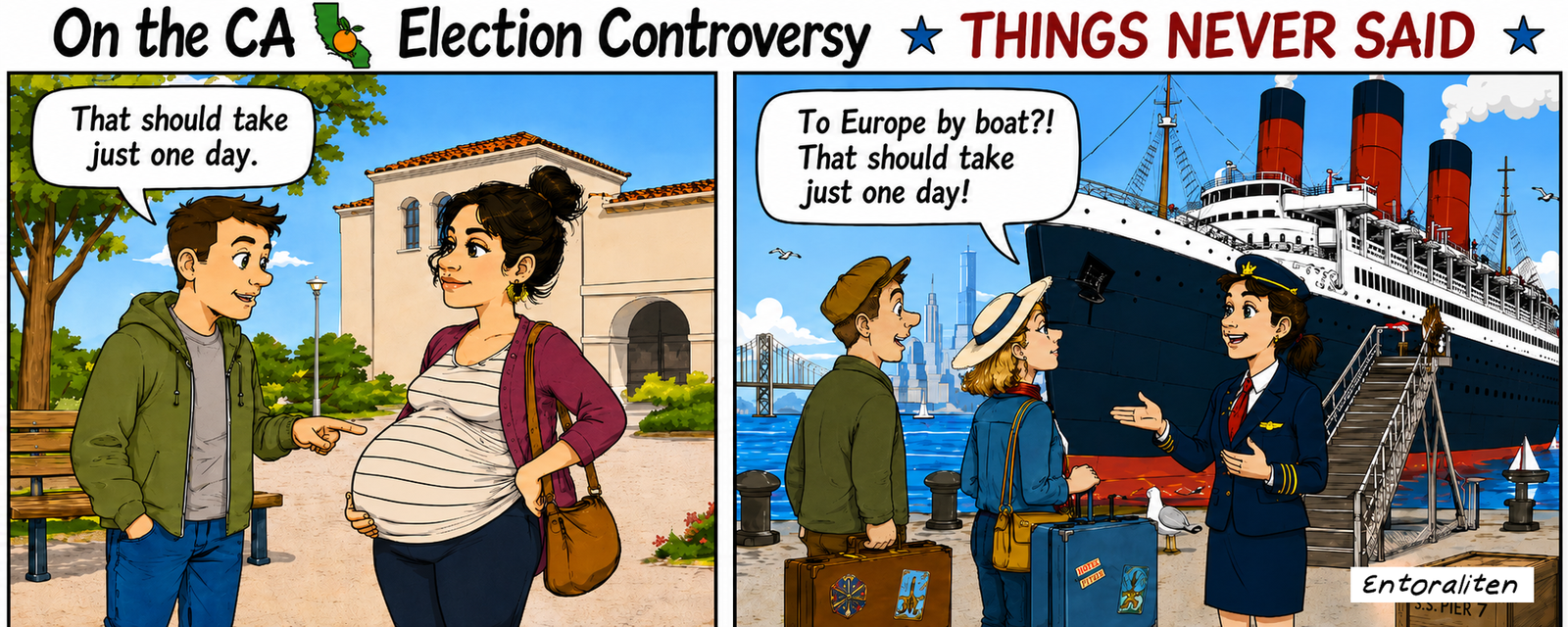 Cartoon titled On the CA Election Controversy, Things Never Said