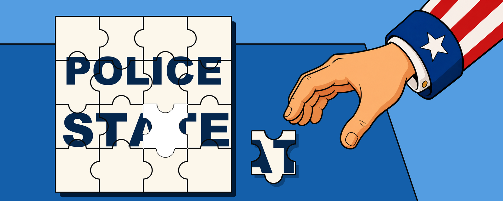 Entoraliten pattern graphic listing public executions, prison camps, journalists indicted, FBI agents sent to a voting group, ICE sent over an email, and fear as a tool.